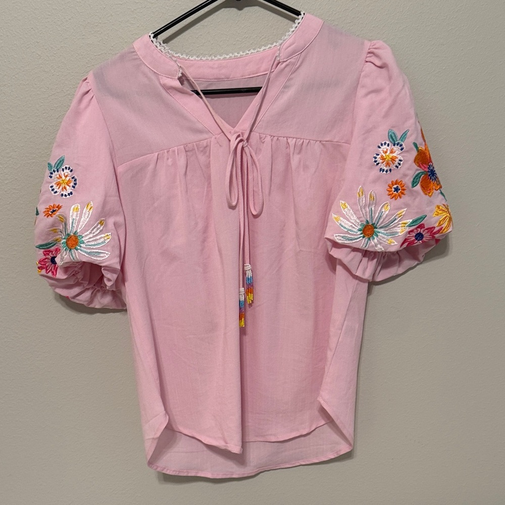 Embroidered Pink Blouse